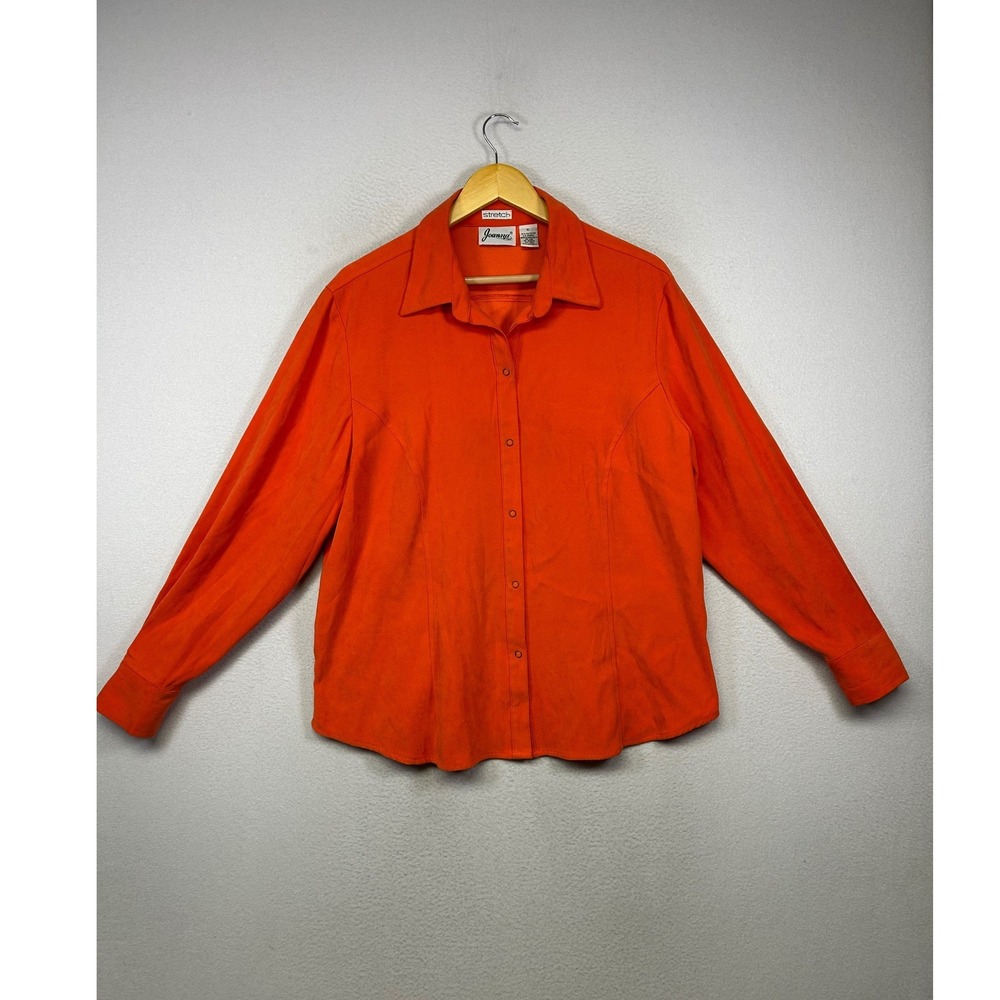 Workwear Joanna Women XL Orange Stretch Snap Front Long Sleeve Collared Shirt